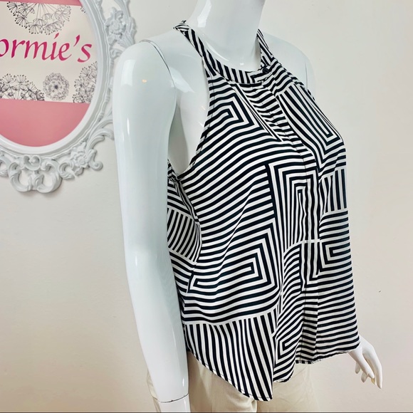 Gianni Bini / Black White Hi-Low Halter Button Up - Picture 3 of 8